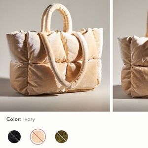 Anthropologie velvet puffer tote Ivory Quilted Women's Bag